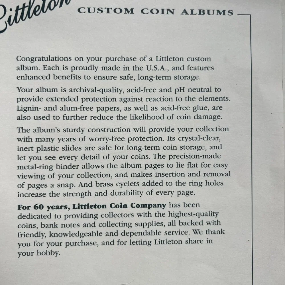2000- Sacagawea Dollar Folder Littleton Coin Company Archival Quality